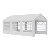 Outsunny 20 x 10 Car Tent with Water-Resistant Sidewalls & Zipped Doors – Outdoor Canopy Shelter, White