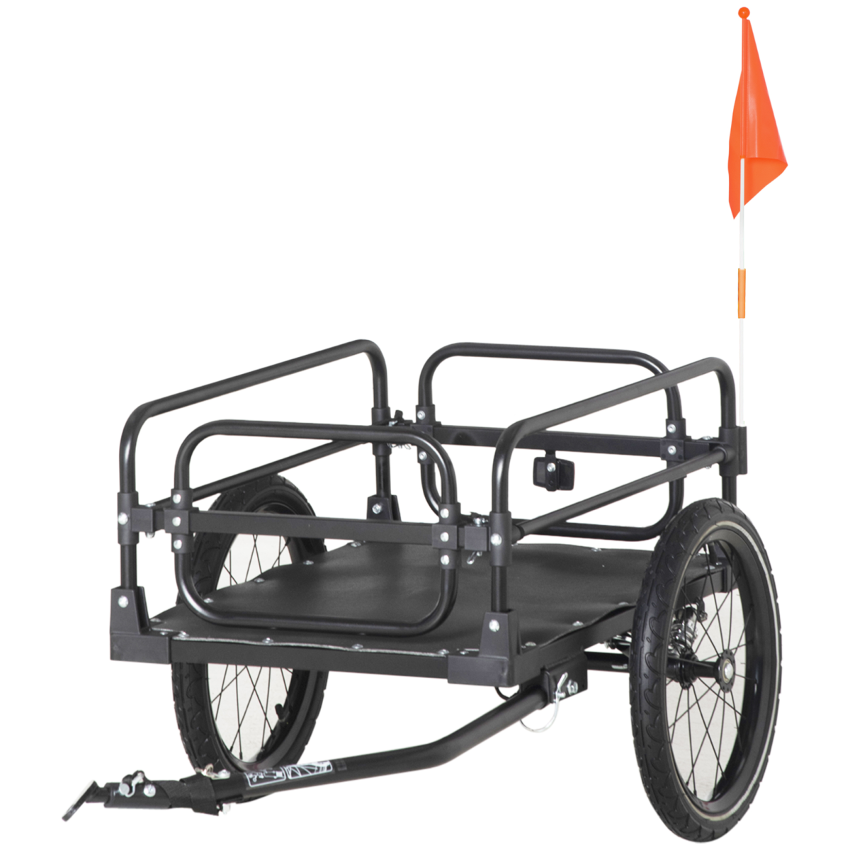 HOMCOM Folding Bike Trailer with Suspension & Quick-Release Wheels – Steel Cargo Wagon, 40kg Capacity, Black