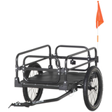 HOMCOM Folding Bike Trailer with Suspension & Quick-Release Wheels – Steel Cargo Wagon, 40kg Capacity, Black