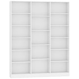 HOMCOM 17-Cube Tall Bookcase with Adjustable Shelves & Anti-Tipping Hardware – Open Storage Bookshelf, White