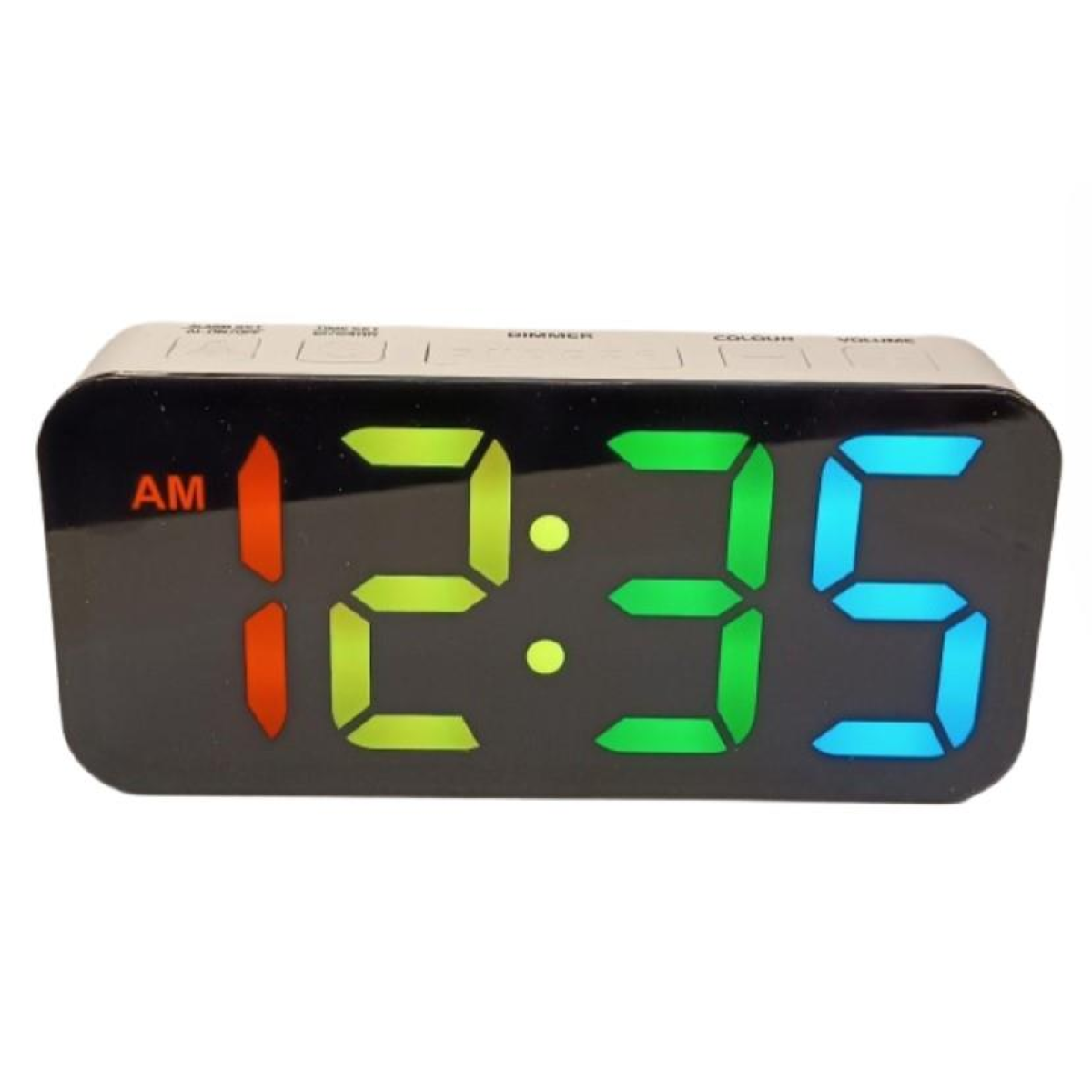 Acctim Jaxon Jumbo Digital Alarm Clock with Large Colourful Display & USB-C Cable – White