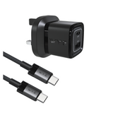 WYEFLUX 25W Single USB-C GaN III Charger with USB-C to USB-C Cable – Fast Charging Kit, Black/White