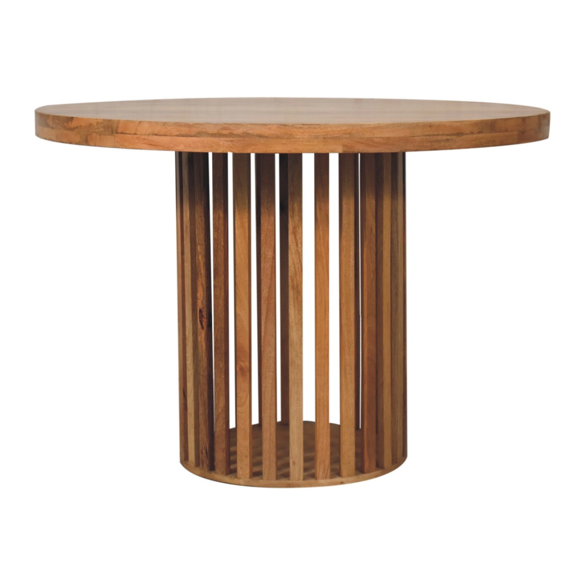 Artisan Furniture Ariella Solid Mango Wood Round Dining Table – Japanese-Inspired Design, Oak-Effect, Brown