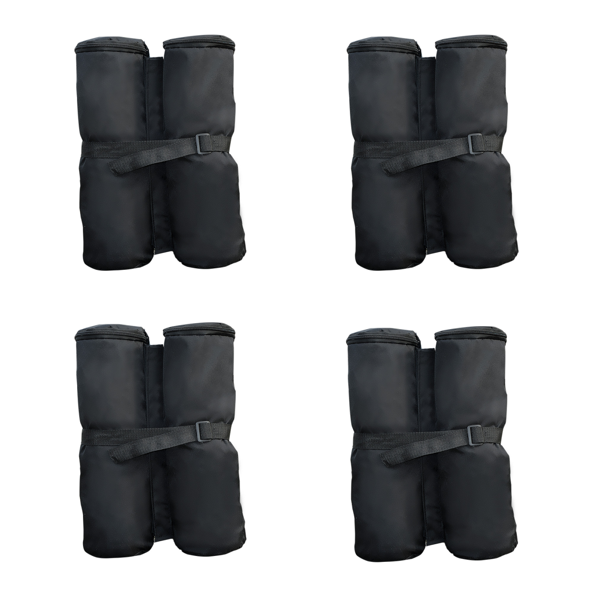 Outsunny Gazebo Sand Bag Weights, Set of 4 Leg Weights with Velcro Attachment – Holds 15kg Each, Black