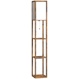 HOMCOM 4-Tier Shelf Floor Lamp with USB Ports – Rustic Brown