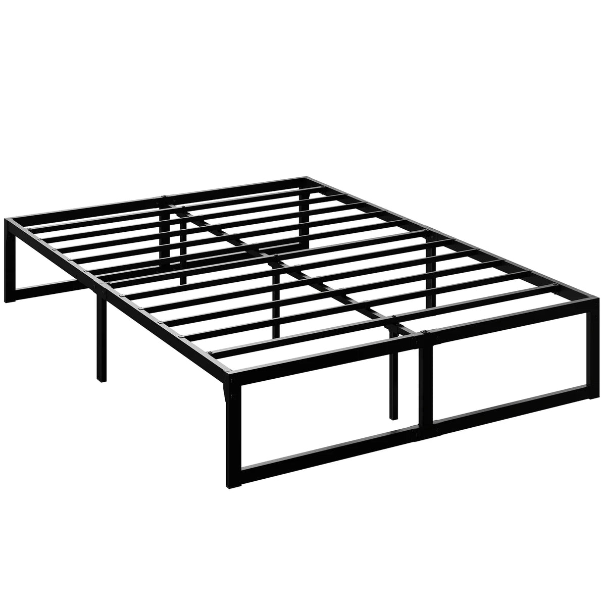 HOMCOM 4ft6 Double Metal Bed Frame with Underbed Storage and 12 Steel Slats – Noise-Free, Black