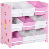 Kids Storage Unit with 9 Removable Storage Baskets for Nursery Playroom, Pink