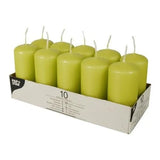 Pillar Candles 9cm Pack of 10 – Home Decor Candle Set, Lime Green