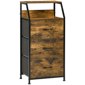 HOMCOM industrial 3-drawer storage cabinet with shelves