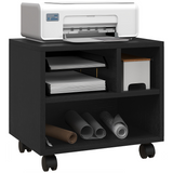 HOMCOM Printer Stand with 3 Compartments and Lockable Wheels – Home Office Storage Cart, 40kg Capacity, Black