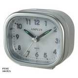 Amplus PT182S Travel Alarm Clock with Silent Sweep Second Hand, Light & Snooze – Silver, White Dial