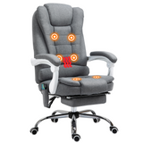 Vinsetto Heated Massage Office Chair with 6 Vibration Points – High Back Reclining Desk Chair, Grey