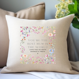 'Best Mum' Linen Effect Cushion – Gift for Mum