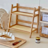 2-Tier Wooden Countertop Organiser Rack – Multipurpose Kitchen Storage Shelf, Large