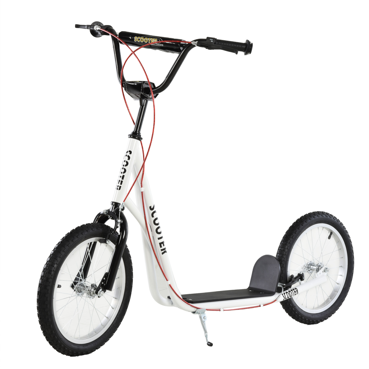 HOMCOM Kids Kick Scooter with Adjustable Handlebar, Dual Brakes & Inflatable Rubber Tyres – Ages 5+