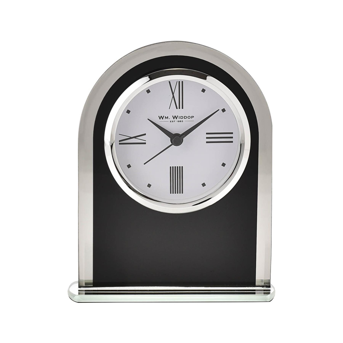Widdop Wm Black & Clear Arched Mantel Clock