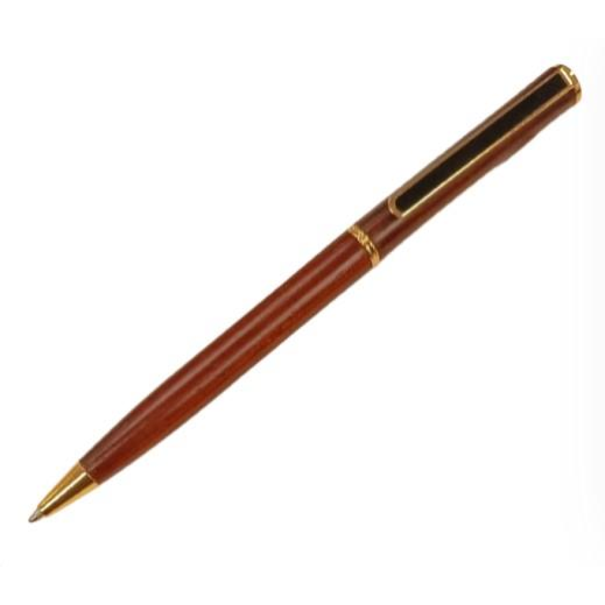 Imperial Handcrafted Natural Wood Stylist Pen with Gold Trim – Lightweight Bamboo Design, Dark Brown