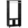 Black open wardrobe clothes rail