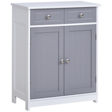 kleankin 2-Drawer Freestanding Bathroom Cabinet with Cupboard and Adjustable Shelf – Moisture Resistant MDF, Grey