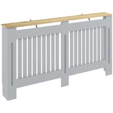 HOMCOM 152cm Slatted Radiator Cover, Painted Cabinet with Line Grill Design and Top Shelf – Grey