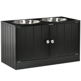 PawHut Raised Dog Bowls with Storage Cabinet – Elevated Feeding Station Stand for Large Dogs, Black