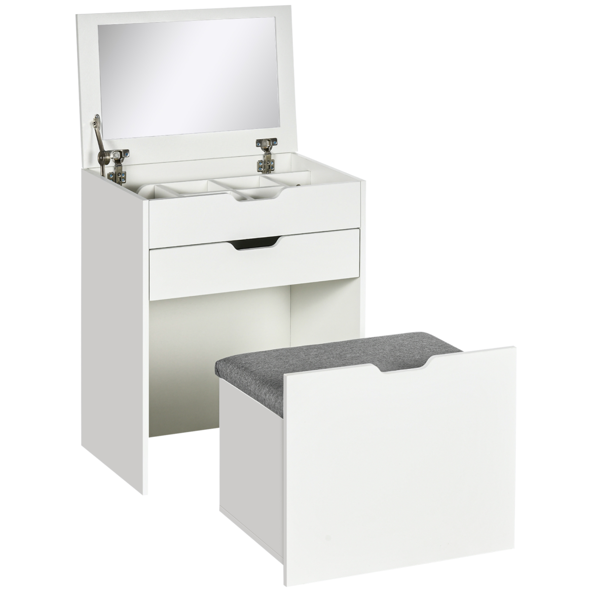 White dressing table set with stool