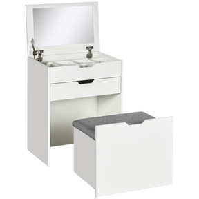 White dressing table set with stool