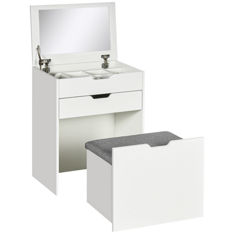 White dressing table set with stool