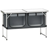 Outsunny Folding Aluminium Camping Kitchen with Storage Cupboard and 120cm Tabletop – Outdoor BBQ Unit