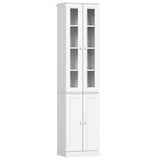 HOMCOM Tall Bathroom Storage Cabinet with 6 Tiers, Adjustable Shelf and 4 Soft-Close Doors – Slim Floor Cabinet, White