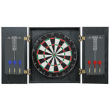 SPORTNOW Bristle Dartboard with Wooden Cabinet, 6 Steel Tip Darts & Two Scoreboards – Games Room Darts Set, Black