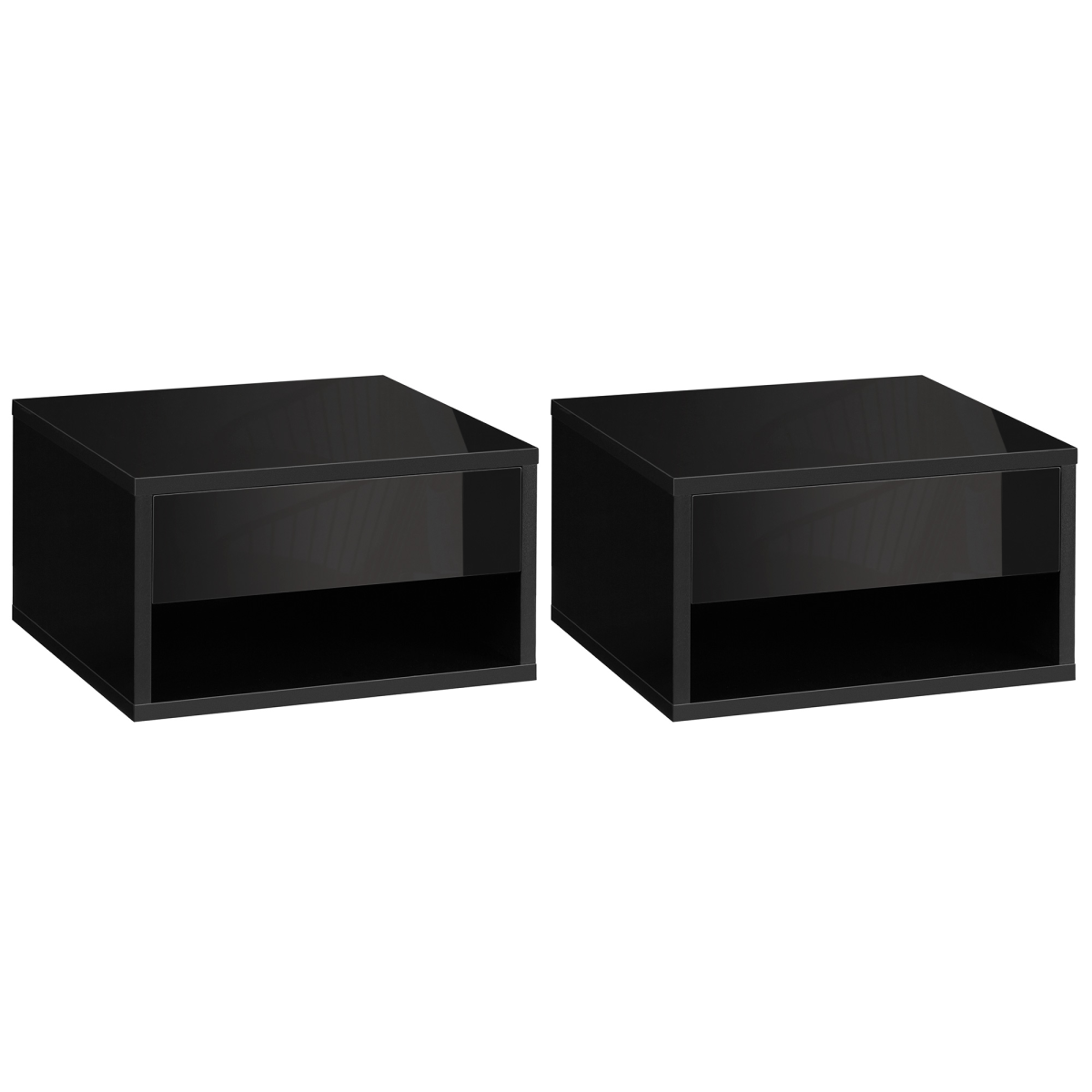 Black floating bedside tables