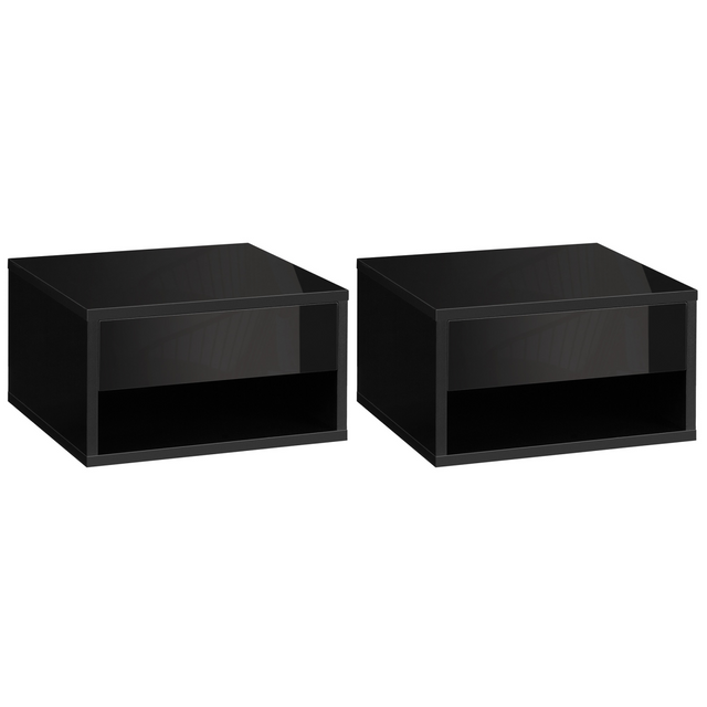 Black floating bedside tables