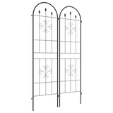 Outsunny Set of 2 Metal Garden Trellis, Arrow Design with Ground Spike – Climbing Plant Support, Black