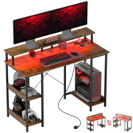 HOMCOM industrial gaming desk with RGB