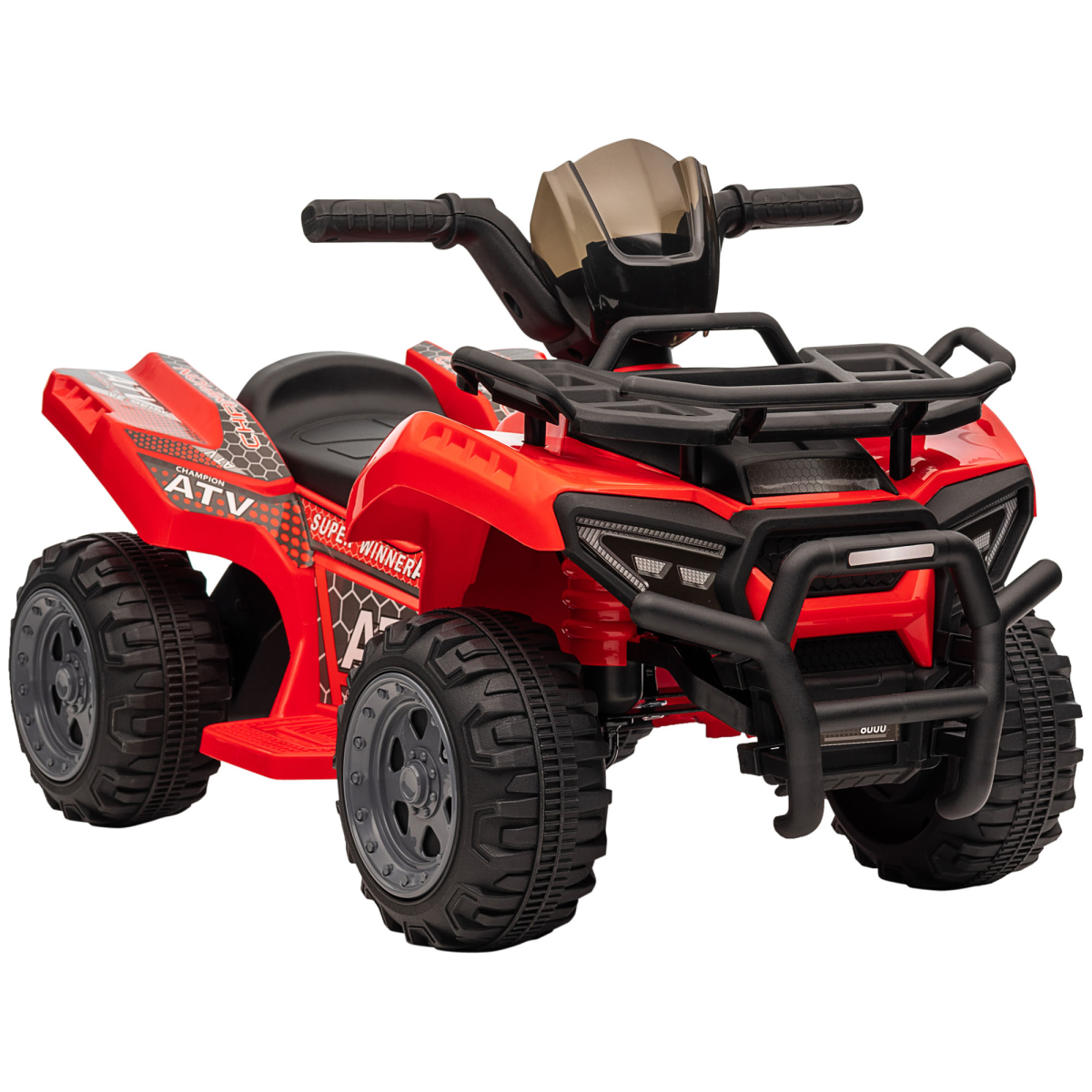 HOMCOM 6V Kids Electric Ride-On Quad Bike with Music – Toddler ATV for 18-36 Months, Red