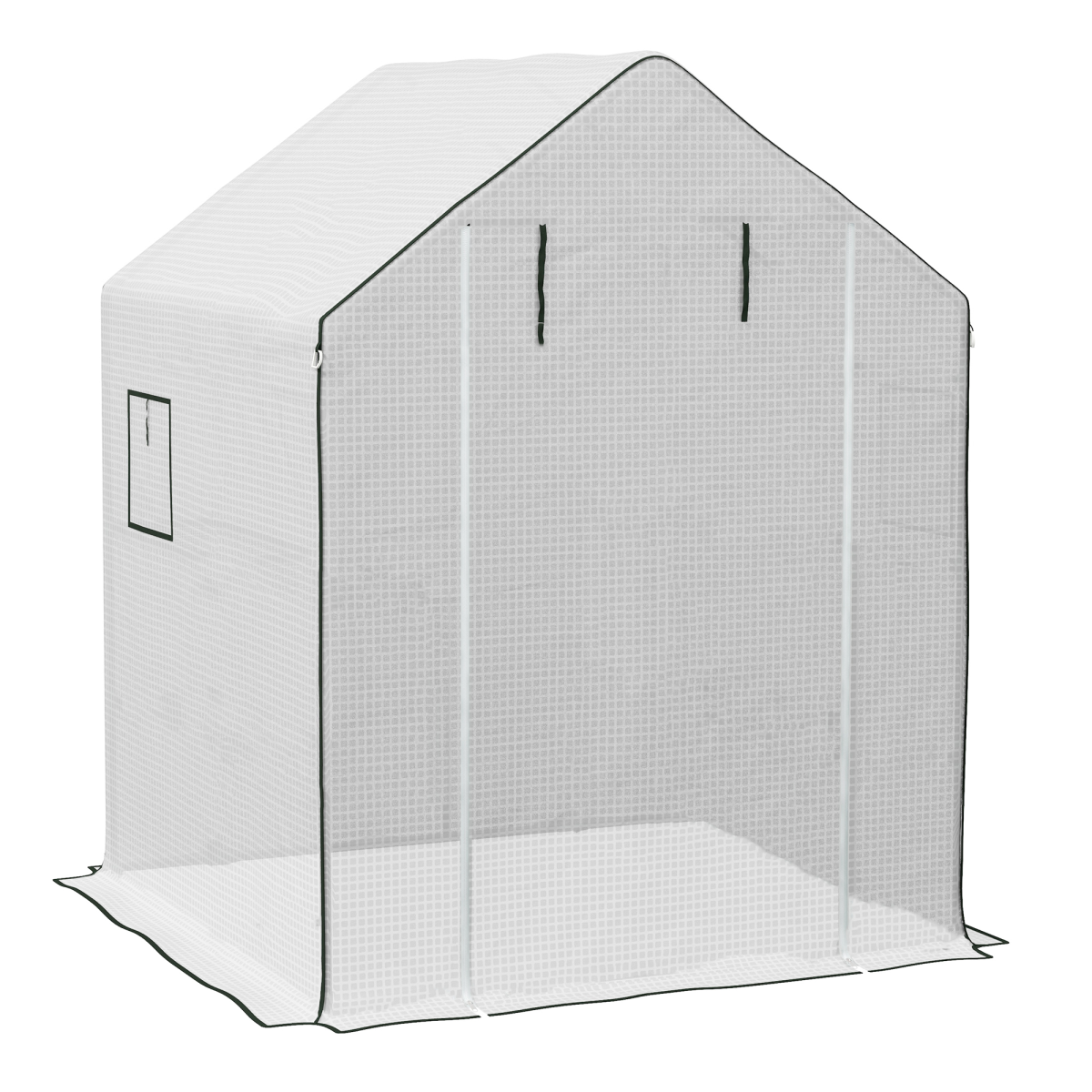 Outsunny Walk-in Greenhouse Replacement Cover with Roll-up Door & Mesh Windows – PE Cover Only, White