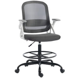 HOMCOM Painting Chair with Mesh Back, Adjustable Footrest & Flip-up Armrests – Sit-Stand Desk Chair, Grey