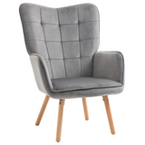 Grey velvet wingback armchair