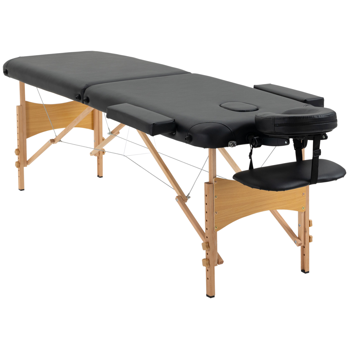 HOMCOM Portable Folding Massage Table with 2 Sections & Adjustable Height – Spa Beauty Bed, Black