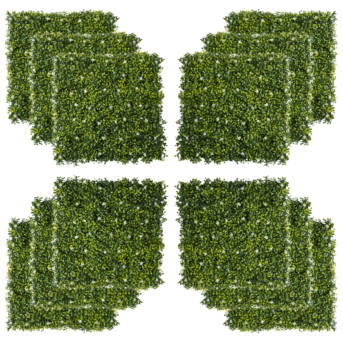 Outsunny 12 Piece Artificial Milan Grass Boxwood Wall Panels, 50 x 50cm – Weather Resistant Fence Screen, 3m²