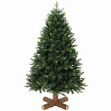 HOMCOM 5ft Hinged Artificial Christmas Tree with 1620 PE and PVC Tips and Fir Wood Base, Green