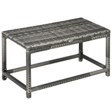 Outsunny Outdoor Coffee Table with Steel Frame & Woven Rattan-Effect Top – Garden Side Table, Grey