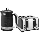 HOMCOM Textured Kettle and 4-Slice Toaster Set, 1.7L 3000W Rapid Boil Kettle – Kitchen Set, Black