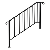 Artisasset Matte Black Galvanised Iron Handrail for 4 or 5 Garden Steps – Outdoor Stair Rail with Fixings