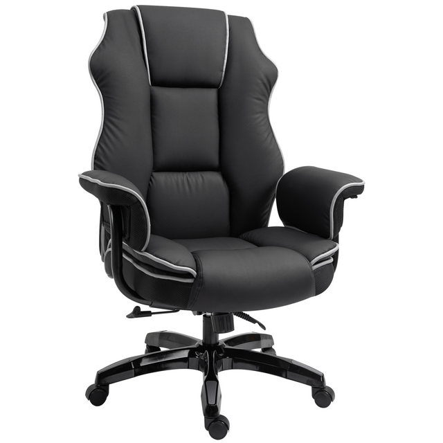 Black piped PU leather gaming office chair