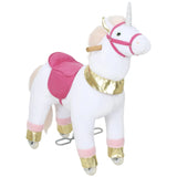 AIYAPLAY Kids Rocking Horse with Wheels & Pedals – Plush Walking Ride-On Unicorn Toy for Ages 3-5, White