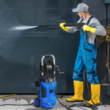 High Pressure Washer with 1800W Motor, 150 Bar and Snow Foam Bottle – Outdoor Cleaning Set, Blue and Black