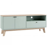 HOMCOM TV Stand for TVs up to 36 Inch with 2 Doors, Drawer and Adjustable Shelf – Mid-Century Media Unit, Light Green