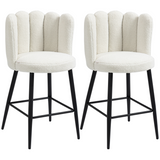 HOMCOM cream faux cashmere bar stools